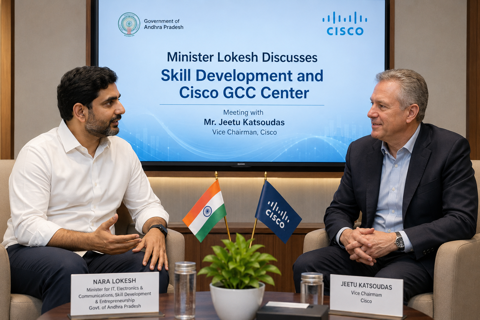 Minister Lokesh Discusses Skill Development and Cisco GCC Center with Vice Chairman Katsoudas