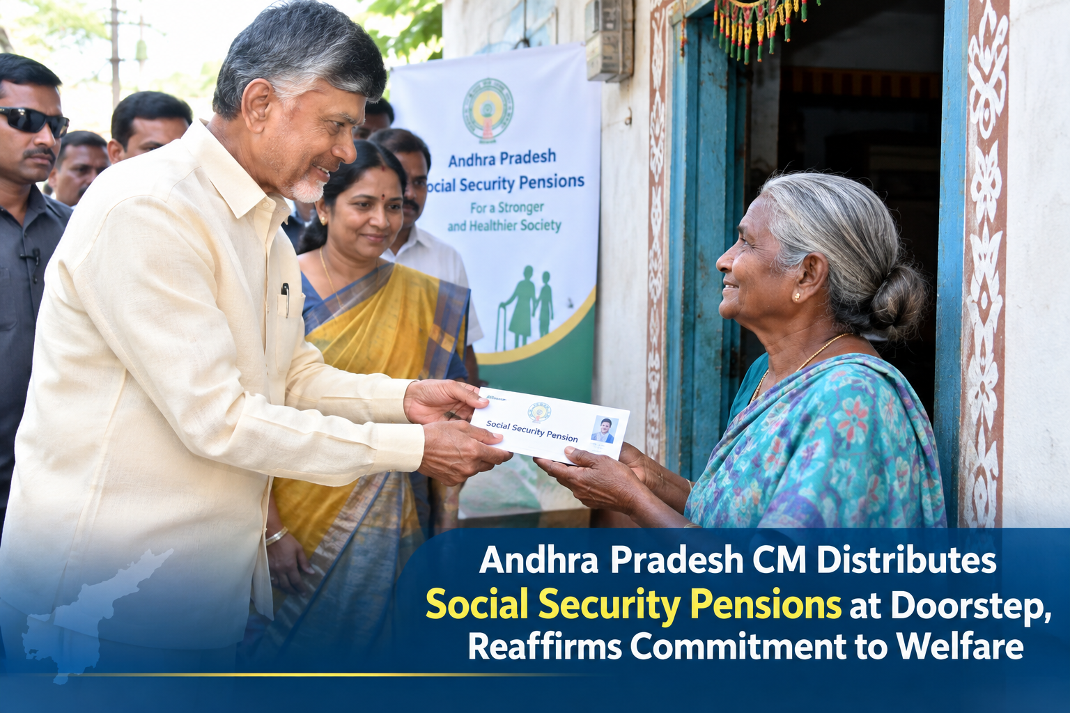 Andhra Pradesh CM Distributes Social Security Pensions at Doorstep, Reaffirms Commitment to Welfare